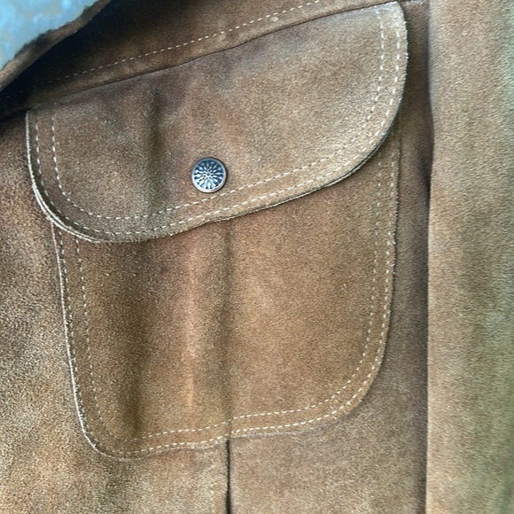 Vintage 70's JC Penney Suede Trucker Coat with Shearling Lining Sz 40 Chore Coat - Picture 3 of 6